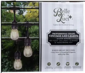 17-03000 Holiday Bright Lights Belle Luci Led Patio String Light Kit 24 Vintage Bulbs 48 Ft. -