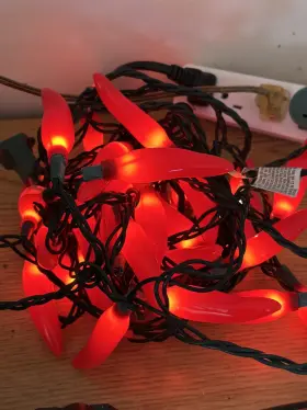 165221 Holiday Living Chili Hot Pepper Fiesta Lights Mexican Cinco De Mayo Christmas Tested 35 Ct