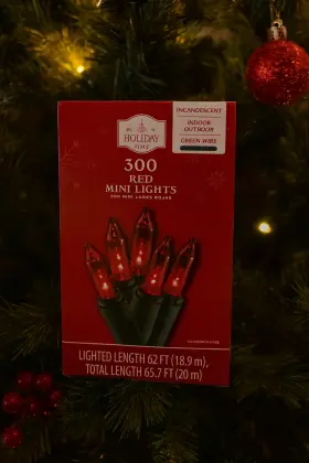 020-1516-gblue Holiday Time 300 Red Mini Christmas Lights Green Wire Indoor Outdoor Decor