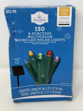 Holiday Time 764878722647 150 Multi-colored Micro Led Solar Christmas Lights - Outdoor