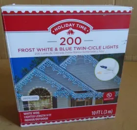 78-778 Holiday Time 200 Frosty White And Blue Twin-icicle Lights Wire