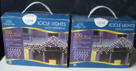 2-boxes Holiday Time H0522 300ct Each Box Clear Icicle Light White Wire