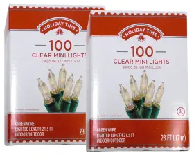 Holiday Time Sg B01n9sqizo Us 100 Clear Mini Lights - Green Wire 2-pack