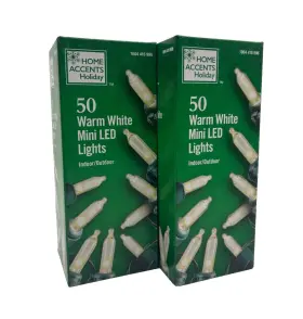 1004416996 Home Accents Holiday 2 Pack - 50 Warm White Mini Led Lights Green Wire Christmas