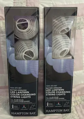 Home Depot 842674049578 Hampton Bay Battery Operated Led Lantern Color Changing String Lights Set Of 2