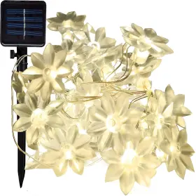 Solarlotus30ww Hometown Evolution Inc. Solar Powered Lotus Flower String Lights - 30 Led Warm