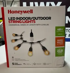 Honeywell St124e214210 24 Ft Led String Lights 12 Bulbs Indoor/outdoor 2700k