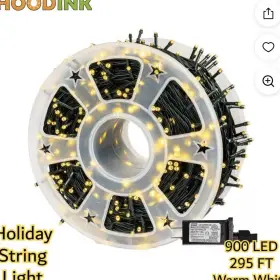 2758772699 Hoodink Led String Lights 900 Warm White 295ft Waterproof 8 Modes Memory Plug