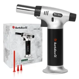 Hd-3002-fba Hotdevil Butane Torch 9g Refillable Tank Kitchen Blow Black&silver