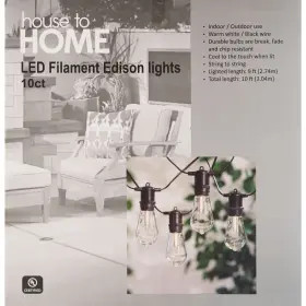 House To Home 050428107379 Led Filament Edison String Lights 10 - Ct Cvs