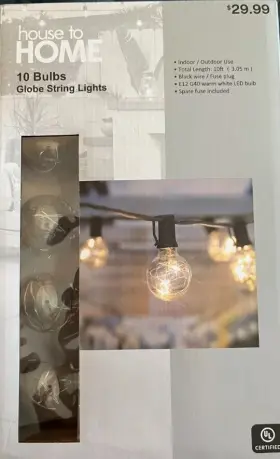 House To Home Cvs 050428451335 10 Bulb Globe String Lights Feet Long Indoor And Outdoor Use S22 House To Home Cvs 050428451335 10 Bulb Globe String Lights Feet Long Indoor And Outdoor Use S22