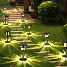 Kyc-h0310 Huatek Solar Pathway Lights Outdoor 12 Pack Warm White Light Waterpr