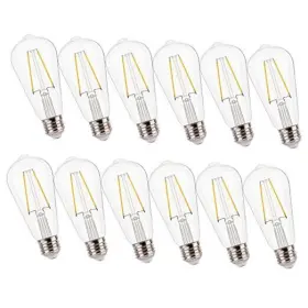 Ll-p201-smk-sh Huoshi Lighting St19 Led Edison Bulbs For String Lights 25w 12 Pack Clear Glass