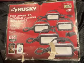 Husky 445001481466 7500-lumen Led String Light Energy-efficient Work Lights 50 Ft. Cord