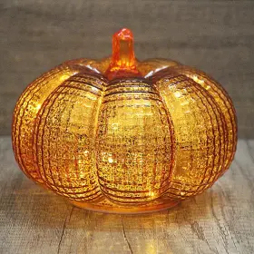 B0f7rh8bx8 Hvtdecor Mercury Glass Pumpkin Led Lights Decor Timer Battery Operated 5.5 Inc