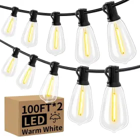 Sl-100l Ibbibabo 4 200ft 100ft 2 Led Outdoor String Lights Ul Listed Waterproof Outside Patio