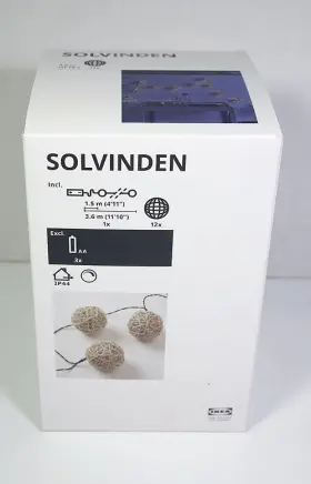 105.705.99 Ikea Solvinden Led Lighting Chain Length 11 Ft 10 Inch Beige With 12 Lights New