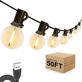Ikusdc-w15 Ikery Outdoor String Lights 50ft Usb 5v G40 Globe Led Patio With 26