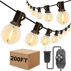 With106 Ikery Pi200 Outdoor String Lights Dimmable 200ft G40 Globe Led Patio