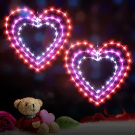 B0clnmz2tf Illuminew 2-pack Valentines Day Heart Window Lights 8 Modes 12-inch