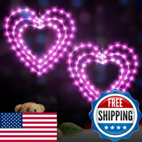B0fplzdnzg Illuminew 2 Pack Valentines Day Heart Window Lights 8 Lighting Modes 12 Inch