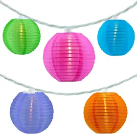 Inc. 313053276248 Multicolor Lantern String Lights 10 Count Nylon On 7.6ft White Wire Ul