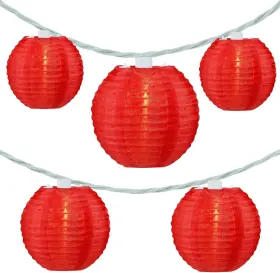 Dd-l-10e Inc. Red Lantern String Lights 10 Count Nylon On 7.6ft White Wire Ul Listed