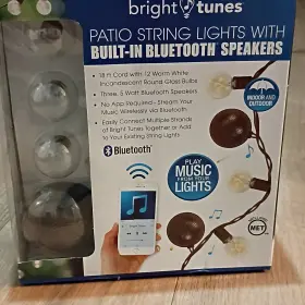 Brt-401-eee-12 Innovative Technology Bright Tunes 18 Ft String Lights 12 Warm White Bulbs Bluetooth Speakers