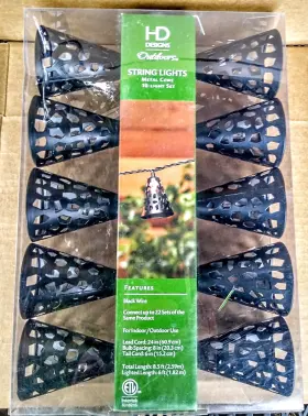 Intertek 004122688108 Hd Designs Outdoors String Lights Metal Cone 10-light Set Indoor/outdoor Garden