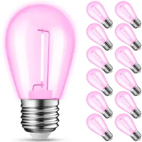 B0d148j8kf Jaheks 12-pk Pink S14 E26 1w Led String Light Bulbs For Outdoor Patio And Holiday Decor