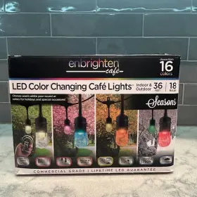 Jasco 030878366328 Enbrighten 18-bulb 36ft Led Color Changing Cafe String Lights With Remote 16 Colors