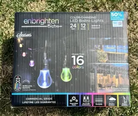 Jasco 030878570244 Enbrighten 24 16 Color Changing Led Bistro Lights 12 Edison Bulbs Remote Timer Jasco 030878570244 Enbrighten 24 16 Color Changing Led Bistro Lights 12 Edison Bulbs Remote Timer