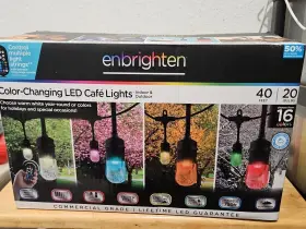 80220-1 Jasco Enbrighten Color Changing Cafe Light Set 40ft 20 Bulb Indoor/outdoor. New/sealed