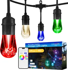 86128 Jasco Products Company Llc Enbrighten Vibe Vintage Smart Color Changing String Lights Gen 2 48ft 24 Shatt