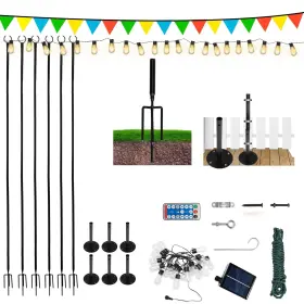 Hg61y1210-t0102 Jaxpety 8 Ft. String Light Pole 25-light Outdoor Solar Powered Led Set