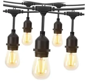 Ayt18f2-12l Jcd 24ft Outdoor String Lights 2500k For Patio Waterproof Led With Edison