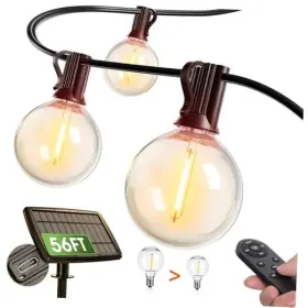 S0g50-50ft25ledp1 Jcd 2-a20c 56ft 50 6 Solar String Lights For Outside G50 Waterproof 6ft 25 Sockets