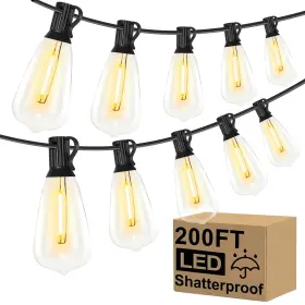 St38 Jedavai 795847310305 Led Outdoor String Lights 200ft Shatterproof Waterproof Vintage Edison B