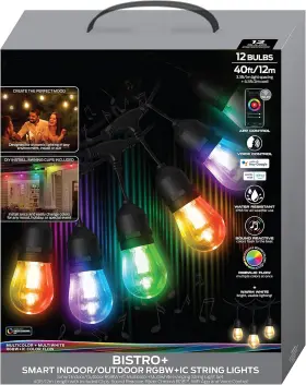 Mlb7-1069-rgb Jem Accessories Smart 40ft Bistro Patio String Light Unique Multi-color/led Lighting