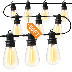 B0bcrb89yk Jerritte 50ft Led Outdoor String Lights 15 Edison Bulbs Shatterproof Ip65