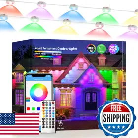 B0fhh7kcg6 Jeryyen Permanent Outdoor Lights 250ft Rgb Ic String App Control
