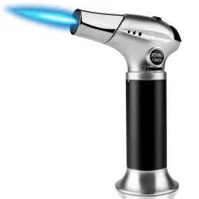 Pj-1059b Jetpro Butane Kitchen Torch Lighter Cooking Refillable With Pack Of 1 Silver