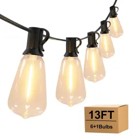Bw-c7-a1-1-x Jiatai Taicore Outdoor String Lights With St38 Clear Globe Bulbs Black Cord