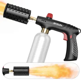 Jiexun 768845614096 Propane Torch Gun Adjustable Flame Thrower With Safety Black