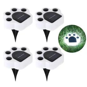 Jindaaudio 709226428697 4pack Led Paw Print Solar Lights Cold White Outdoor Wa