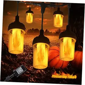 Jiuyin International Trade Co. Ltd. 791107518474 Flickering Flame String Lights For Halloween Decor Outdoor 23ft Led