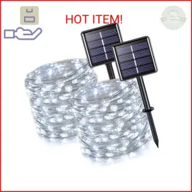 Jmexsuss 757510806645 2 Pack Solar String Lights Outdoor Waterproof Each 33ft 100 Led