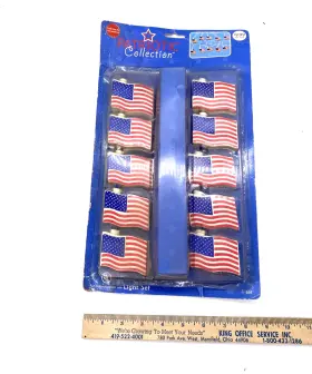 Jo-ann Stores 034342564937 American Flag String Light Set 2004 Unopened. 10 Lights