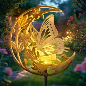 Jobosi 755334418839 Solar Moon Butterfly Decorative Gift Ground Stake Lig