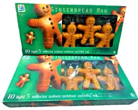 Joy Brite 041895722059 2 Sets Vintage Gingerbread Man String Lights Retro Christmas Tested